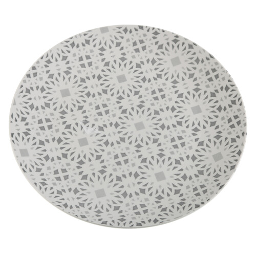 Plato llano de porcelana diseño azulejos vintage color gris, 27 cm. Losett VERSA.
