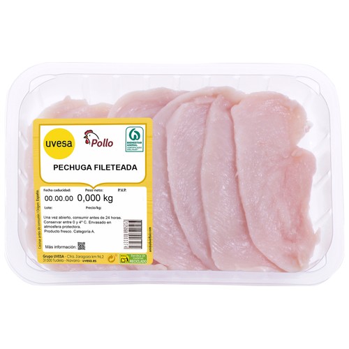 Pechuga de pollo blanco fileteada Bandeja.