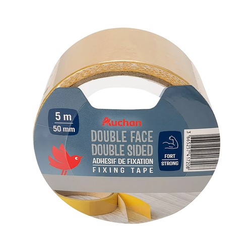 Cinta adhesiva de doble cara, extra resistende de 50mm x 5m, PRODUCTO ALCAMPO.