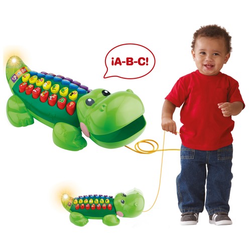 Alfabeto interactivo con luces y sonidos, forma de cocodrilo y 5 modos de juego VTECH.