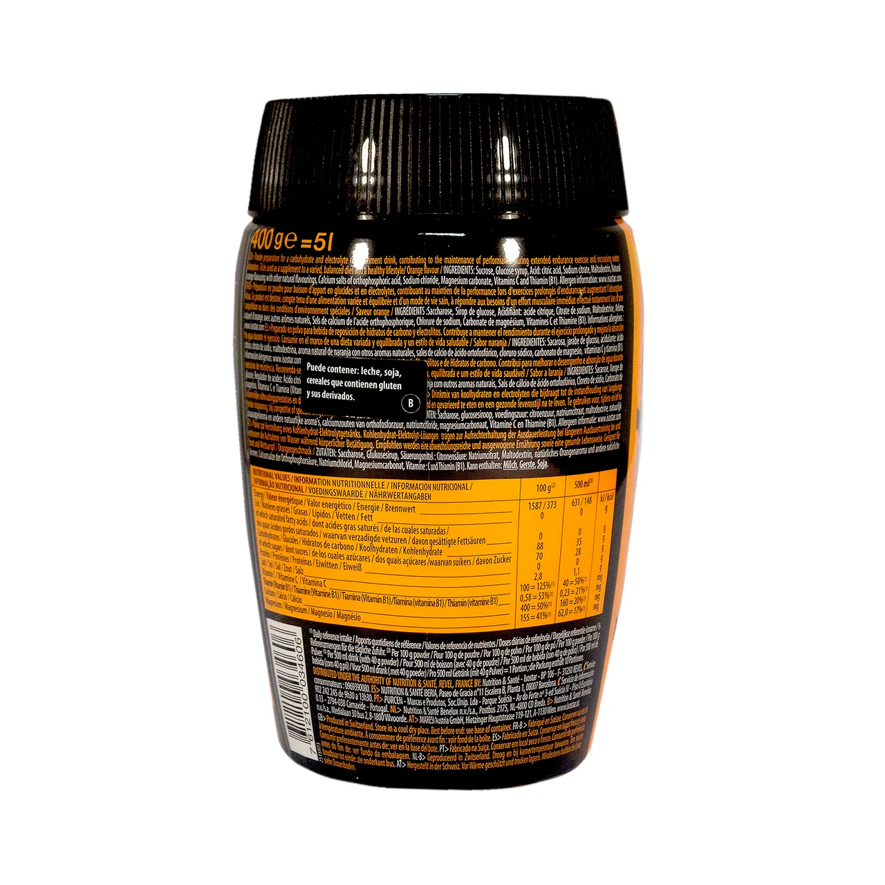 Bebida deportiva isotónica en polvo con sabor a naranja Hydrate & Perform, 400 g.