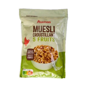 PRODUCTO ALCAMPO Cereales muesli crujiente con 5 frutas 450 g.