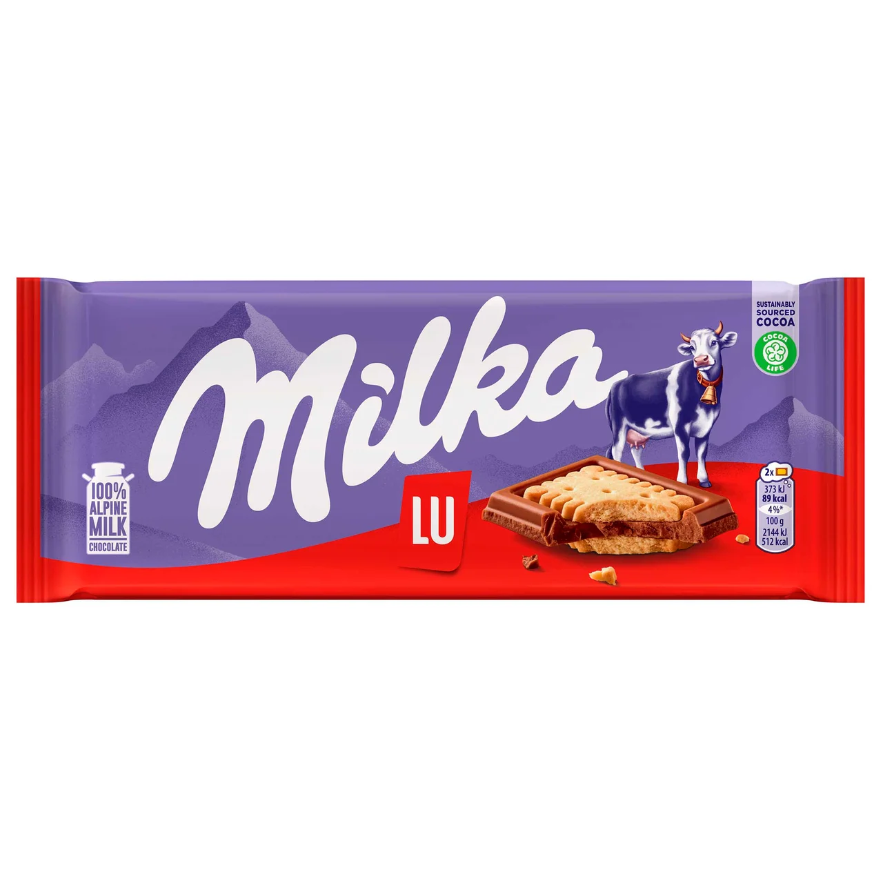 Chocolate con leche y galleta sandwich Lu 87 g.
