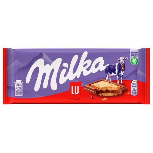 MILKA Chocolate con leche y galleta sandwich Lu 87 g.