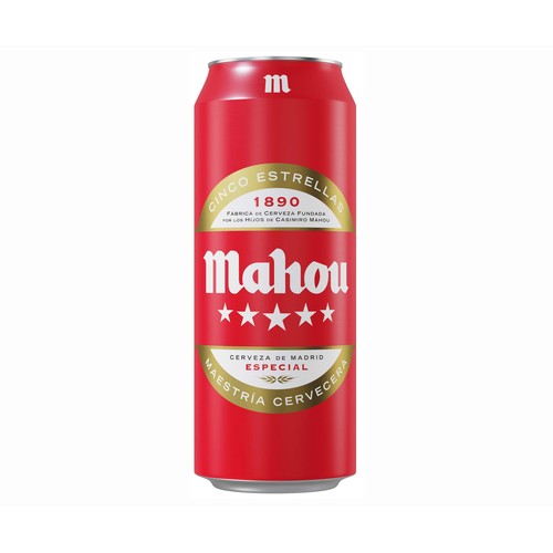 MAHOU 5 ESTRELLAS Cerveza lata 50 cl.