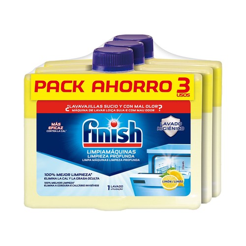 FINISH Limpiador para lavavajilla aroma limón FINISH 3 x 250 ml.