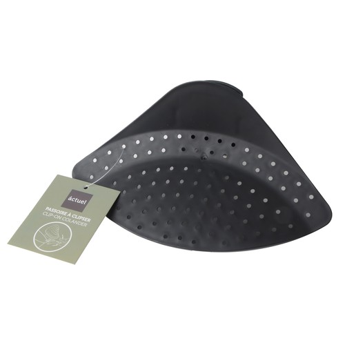 Escurridor de plástico/silicona para olla, ajustable con clip, ACTUEL.