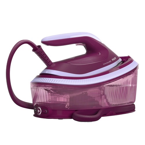 Centro de planchado PHILIPS PSG4020/30, suela SteamGlide Plus, OptimalTemp contra quemaduras, 6,5 bares de presión, color cereza