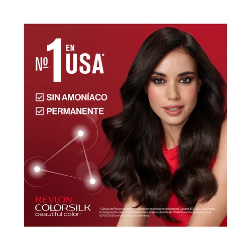 REVLON Colorsilk tono 46 Castaño dorado medio Coloración permanente sin amoniaco.