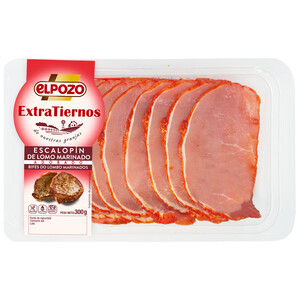 Imagen de Bandeja con escalopines de lomo de cerdo marinados y adobados EL POZO Extratiernos 300 g.
