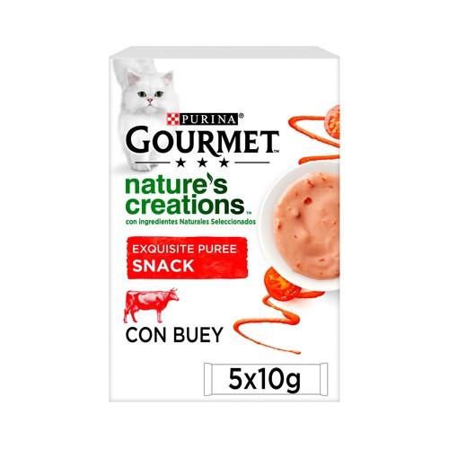 PURINA GOURMET Snack gatos con buey PURINA GOURMET NATURE CREATIONS 5 x 10 g.