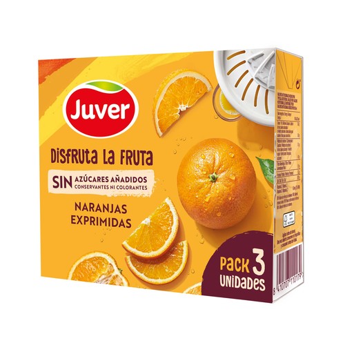 JUVER Néctar de naranja, sin azúcares añadidos pack 3 uds x 20 cl.