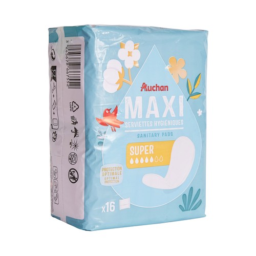 PRODUCTO ALCAMPO Compresas super maxi, en bolsitas individuales 16 uds.