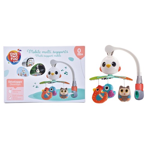 Móvil Carrusel Musical de Pajaritos para cuna o carro de bebé, relajante y desarrollo cognitivo +0 Meses ONE, TWO FUN Baby