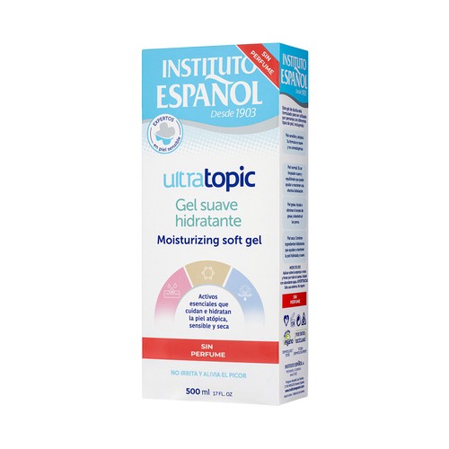 INSTITUTO ESPAÑOL Ultratopic Gel suave e hidratante para ducha o baño sin perfume 500 ml.