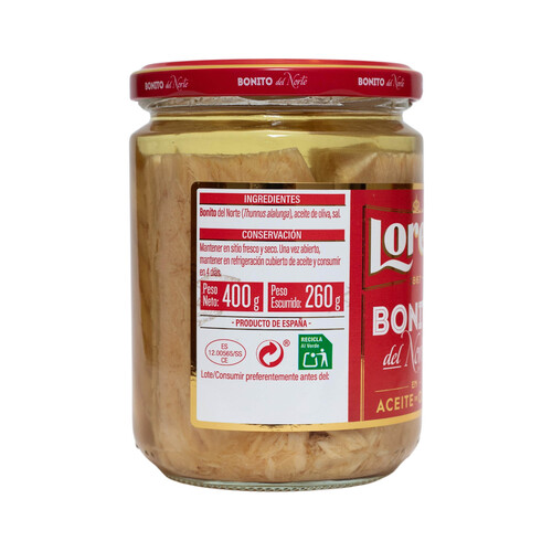 LOREA Bonito del Norte en aceite de oliva (35%) LOREA, tarro de 260 g.