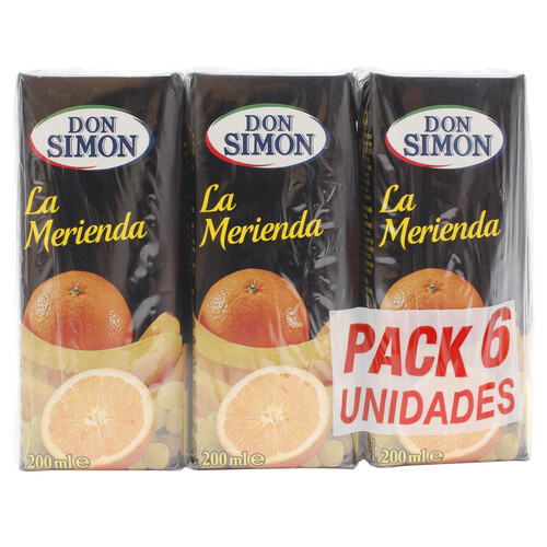 Néctar de frutas la merienda DON SIMON pack 6 uds x 200 ml.