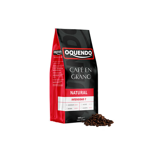 Café en grano natural, intensidad 7 OQUENDO 500 g.