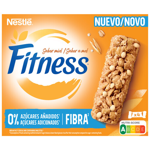 FITNESS de Nestlé Barritas de cereales sin azúcares añadidos y con sabor a miel 4 uds.