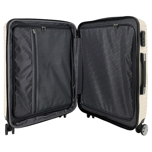Maleta grande tipo trolley rígido de 65cm 8 ruedas, color beige, AIRPORT.