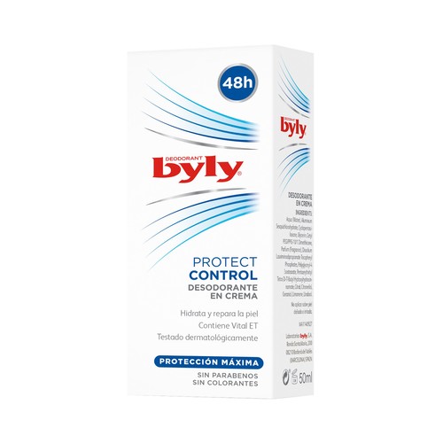 BYLY Desodorante en crema para mujer, sin colorantes, ni conservantes BYLY Protect control 50 ml.