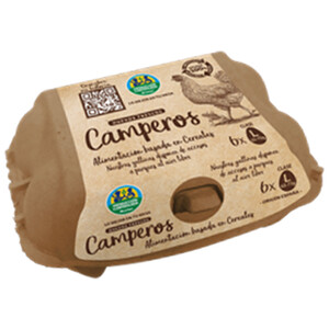 ALCAMPO PRODUCCIÓN CONTROLADA Huevos camperos frescos clase L y cat. A 6 uds.
