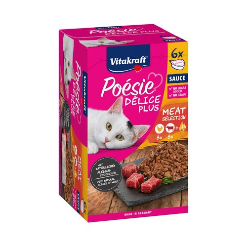 VITAKRAFT Poésie Alimentación húmeda para gatos con sabor a pollo y ternera 6 uds 85 g.