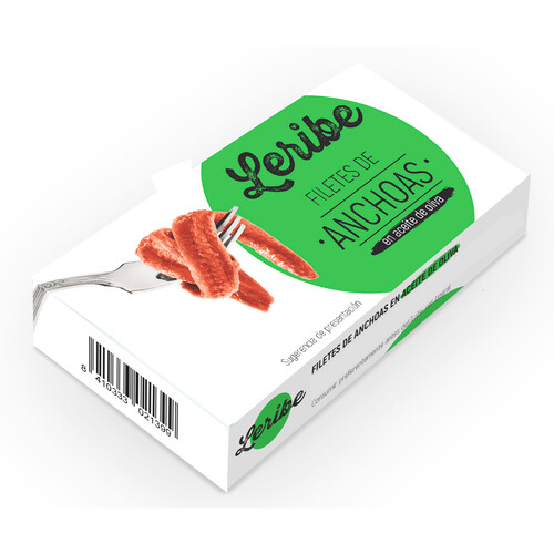 Filetes de anchoa en aceite de oliva LERIBE 45 g.(P. N. E. 26 g.)