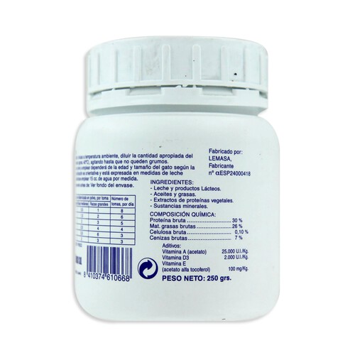 SANDIMAS Leche en polvo para gatos SANDIMAS 250 ml.
