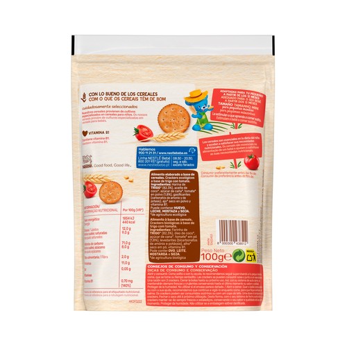 NESTLÉ Galletas infantiles ecológicas con tomate, a partir de 12 meses 100 g.