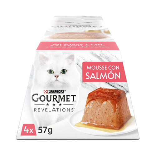 PURINA GOURMET Alimento gatos húmedo, mousse con salmón PURINA GOURMET 4 uds. x 57 g.