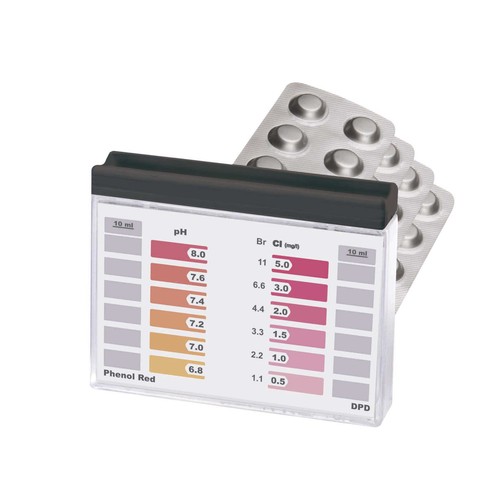 PQS TEST KIT de probeta y tabletas DPD, para medir PH y CL/BR.