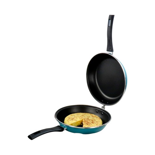 Sartén doble especial para tortillas fabricada en acero vitrificado con interior antiadherente apta para inducción, 24cm., Country MAGEFESA.