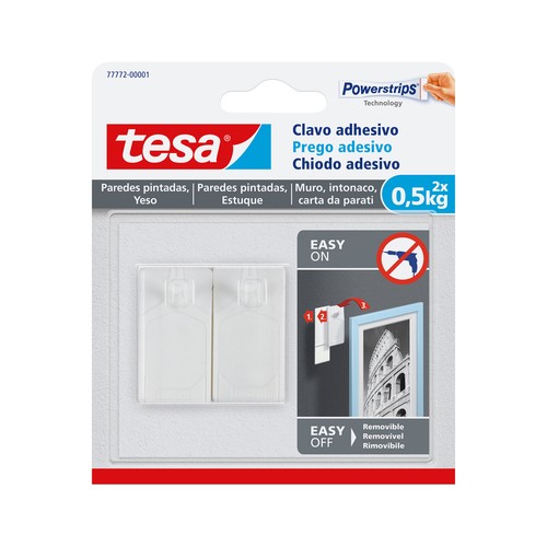 Clavo adhesivo para paredes pintadas y yeso 0,5 kg TESA.