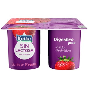 Digestivo Plus Yogur de fresa sin lactosa, con calcio y probióticos 4 x 125 g.