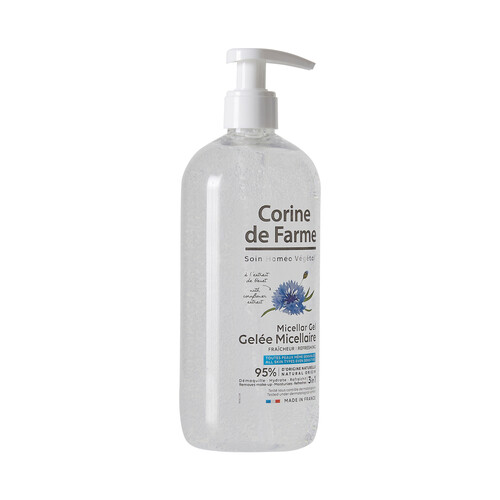 CORINE DE FARME Gel micelar desmaquillante, hidratante y refrescante, para todo tipo de pieles incluso sensibles CORINE DE FARME 500 ml.