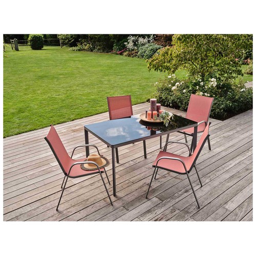 Silla acero-textileno de 98x70x54cm, GARDENSTAR color rojo.