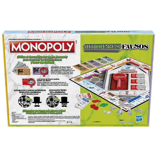 Juego de mesa de azar, gestión y estrategia Monopoly Billetes Falsos, de 2 a 4 jugadores, HASBRO GAMING.