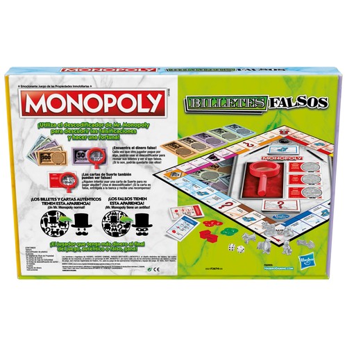 Juego de mesa de azar, gestión y estrategia Monopoly Billetes Falsos, de 2 a 4 jugadores, HASBRO GAMING.