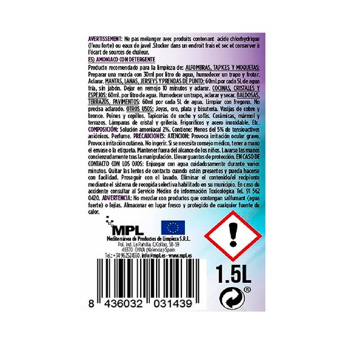 MPL Amoniaco con detergente 1,5 l.