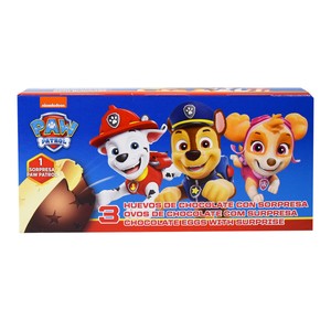 Imagen de PATRULLA CANINA Huevos de chocolate con leche con sorpresa en su interior 3 uds.