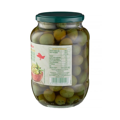 PRODUCTO ALCAMPO Aceitunas verdes con hueso estilo Camporreal frasco de 500 g.