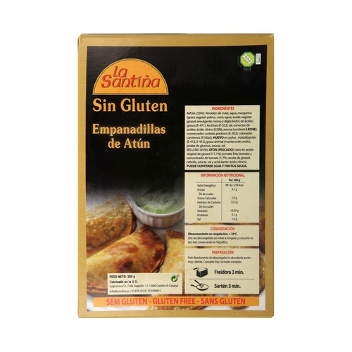 LA SANTIÑA Empanadillas rellenas de atún y elaboradas sin gluten 300 g.