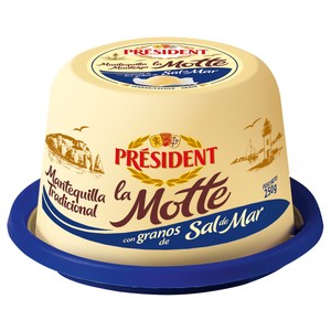 Imagen de PRÉSIDENT Tarrina de mantequilla con granos de sal de mar PRÉSIDENT La motte 250 g.