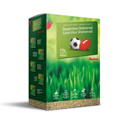 Caja de 1 kilogramo con semillas para plantar cesped para uso deportivo PRODUCTO ALCAMPO.