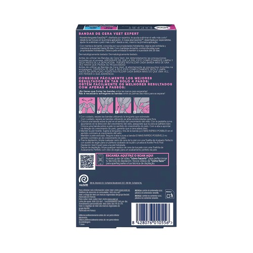 VEET Expert Bandas de cera para piernas y cuerpo, piel normal 12 uds.