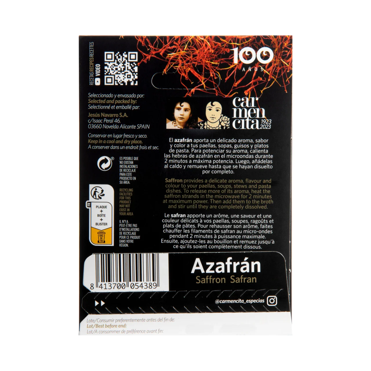 Azafrán en hebra 0,375 g.