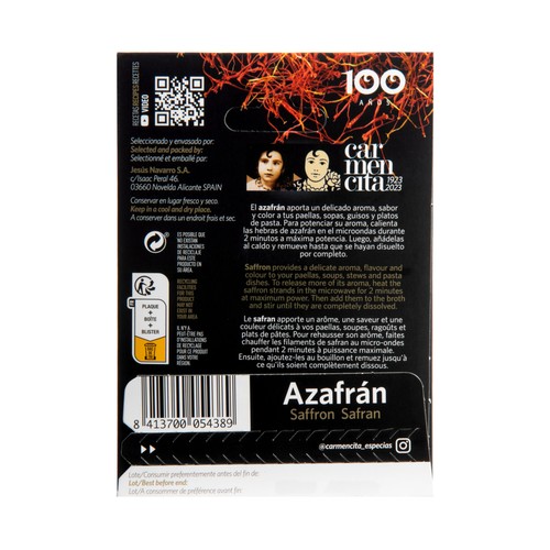 CARMENCITA Azafrán en hebra 0,375 g.