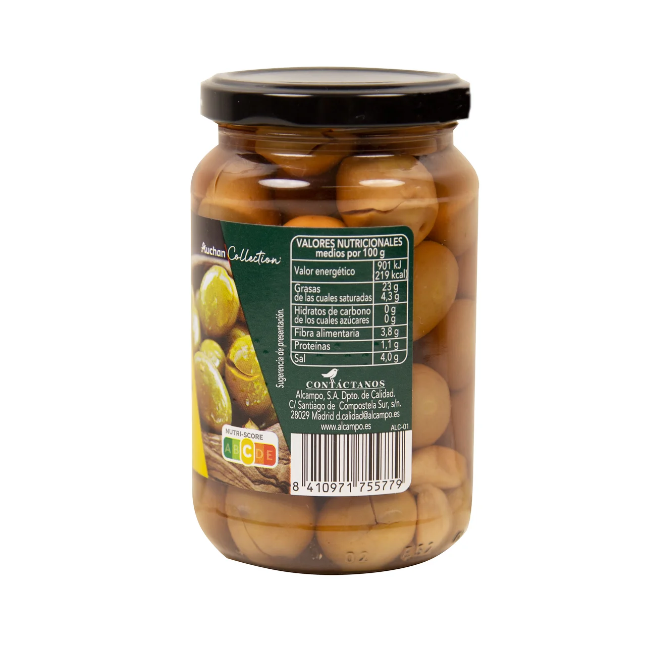 PRODUCTO ALCAMPO Collection Aceitunas Aloreñas aliñadas con ajo partidas 200 g.