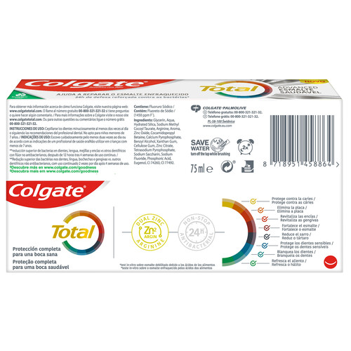 COLGATE Total advanced esmalte sano Pasta de dientes con flúor y acción reparadora del esmalte 75 ml.